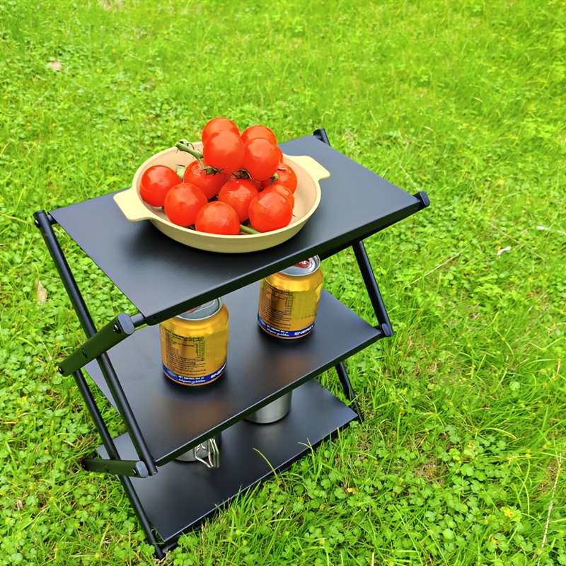 Westtune Portable Folding Outdoor Table 3 Tier Shelves Heavy Duty Storage Shelf