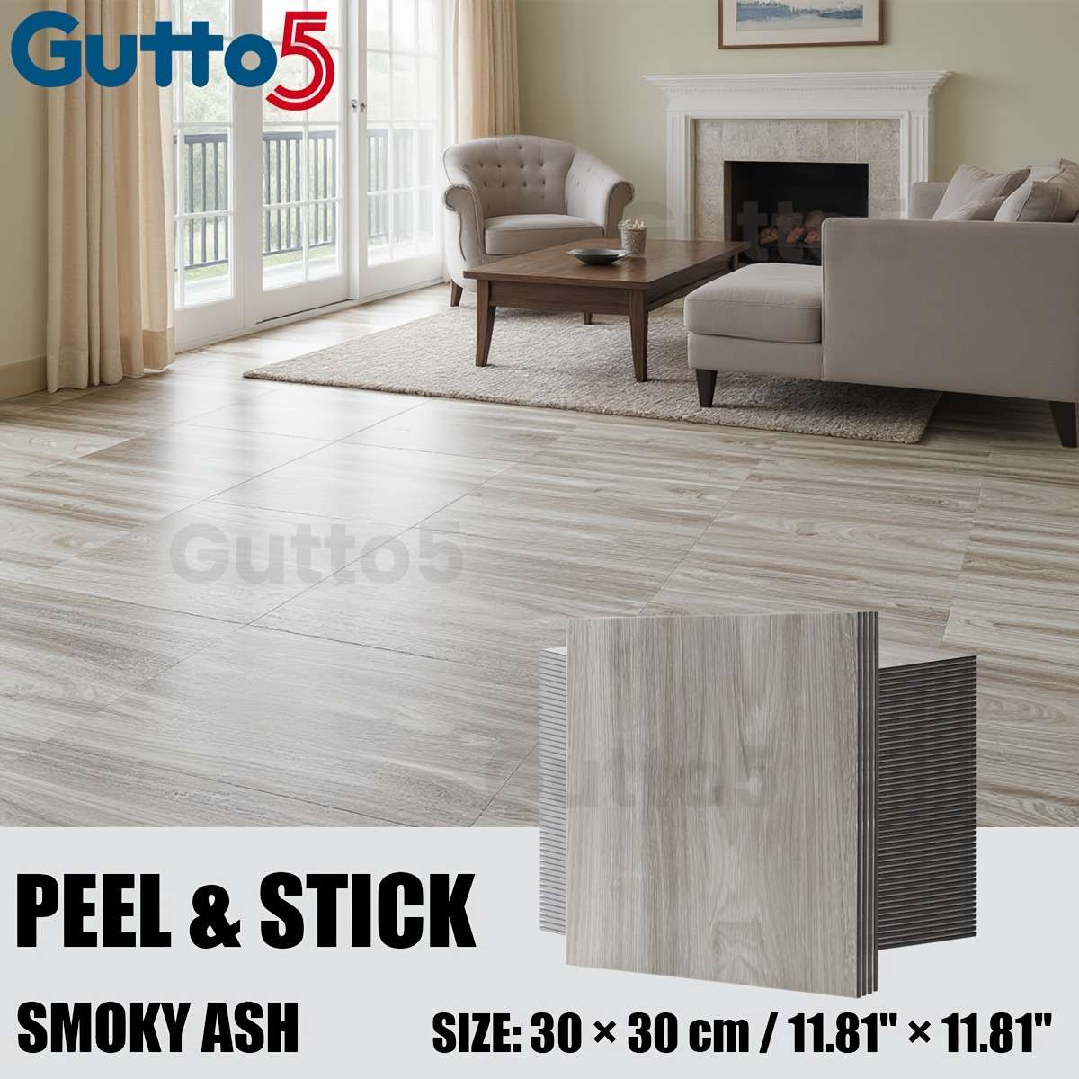 Self Adhesive Floor Stickers 30Pcs 11.8"11.8" 30Cm30Cm Dark Walnut