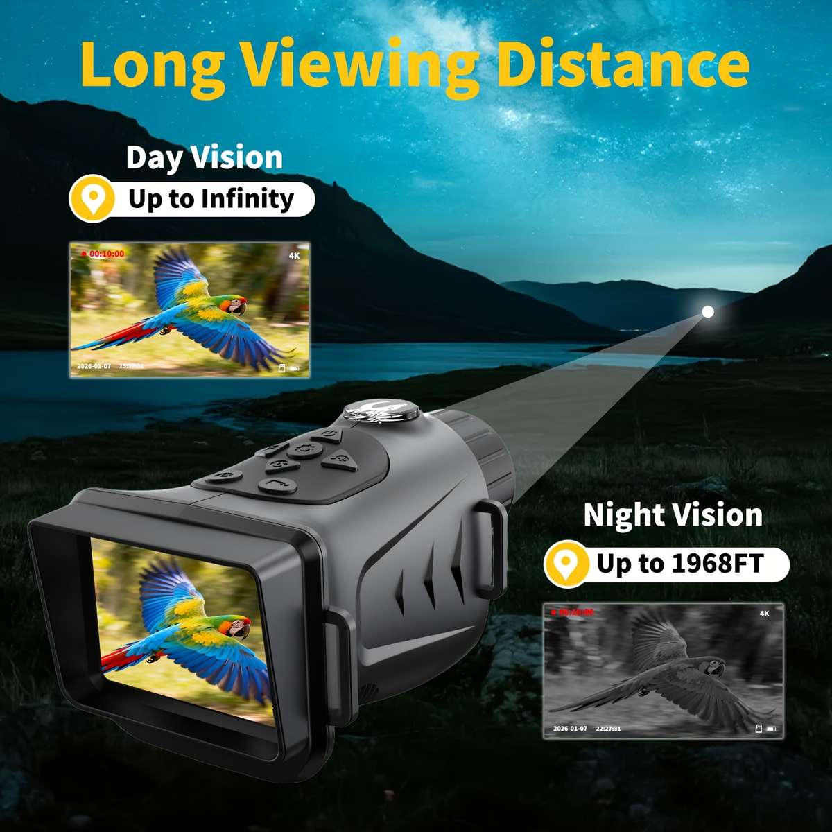 4K Low Light Full Night Vision Handheld Telescope 11 Black
