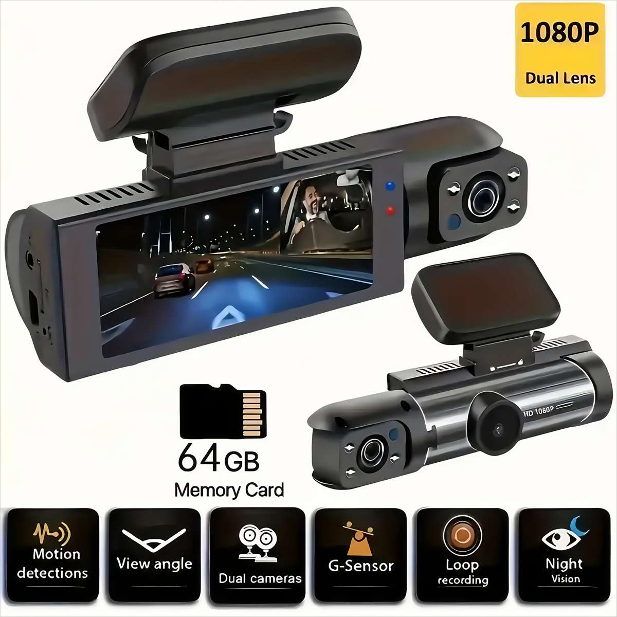Dashcam Model 2 Front And Interior Cameras  Including 64G