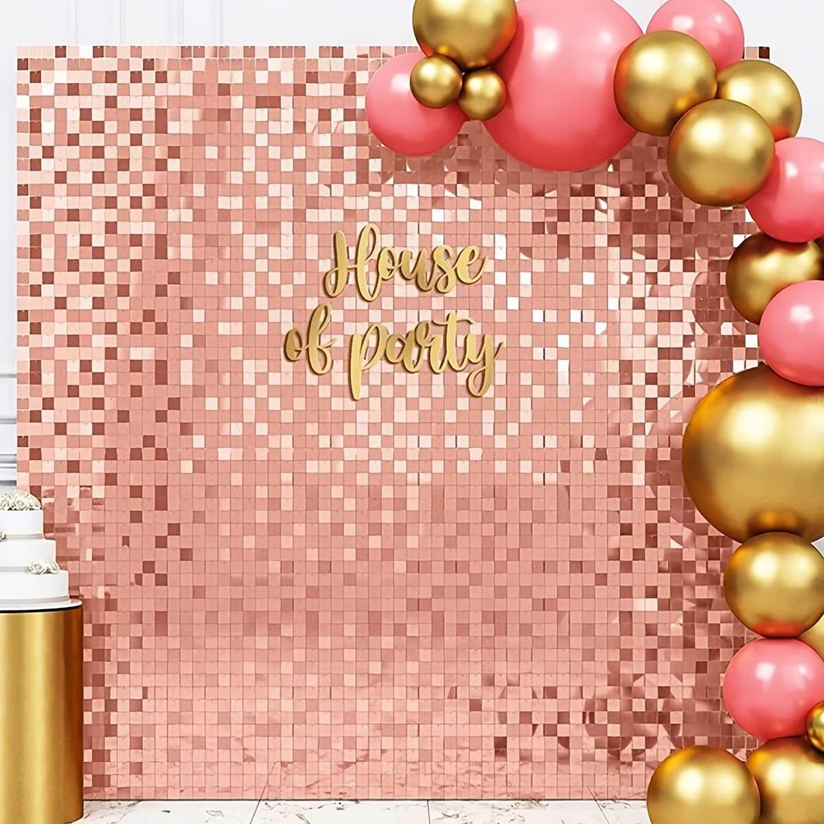 2Pcs Classic Modern Durable Golden Sequin Backdrop With For Festive Celebration 1X2M