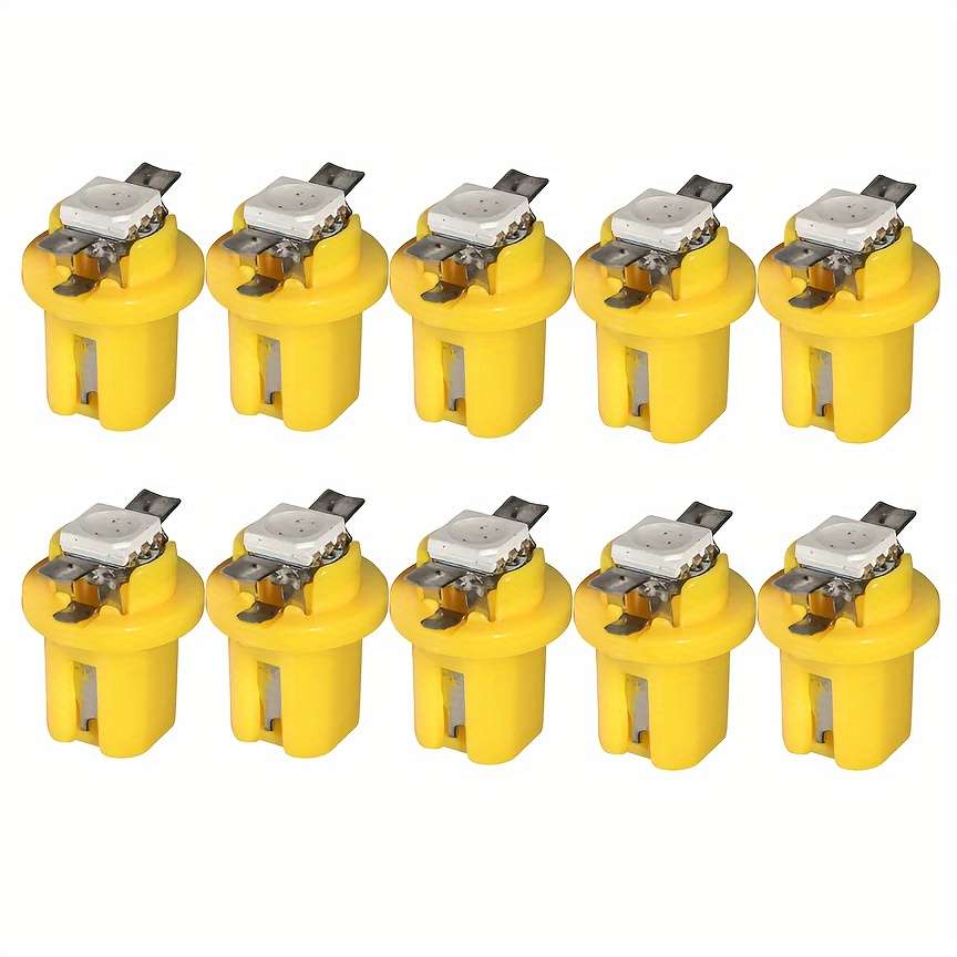 10pcs Yellow LED Car Dashboard Lights 12V T5 5050 Easy Install Low Power Consumption