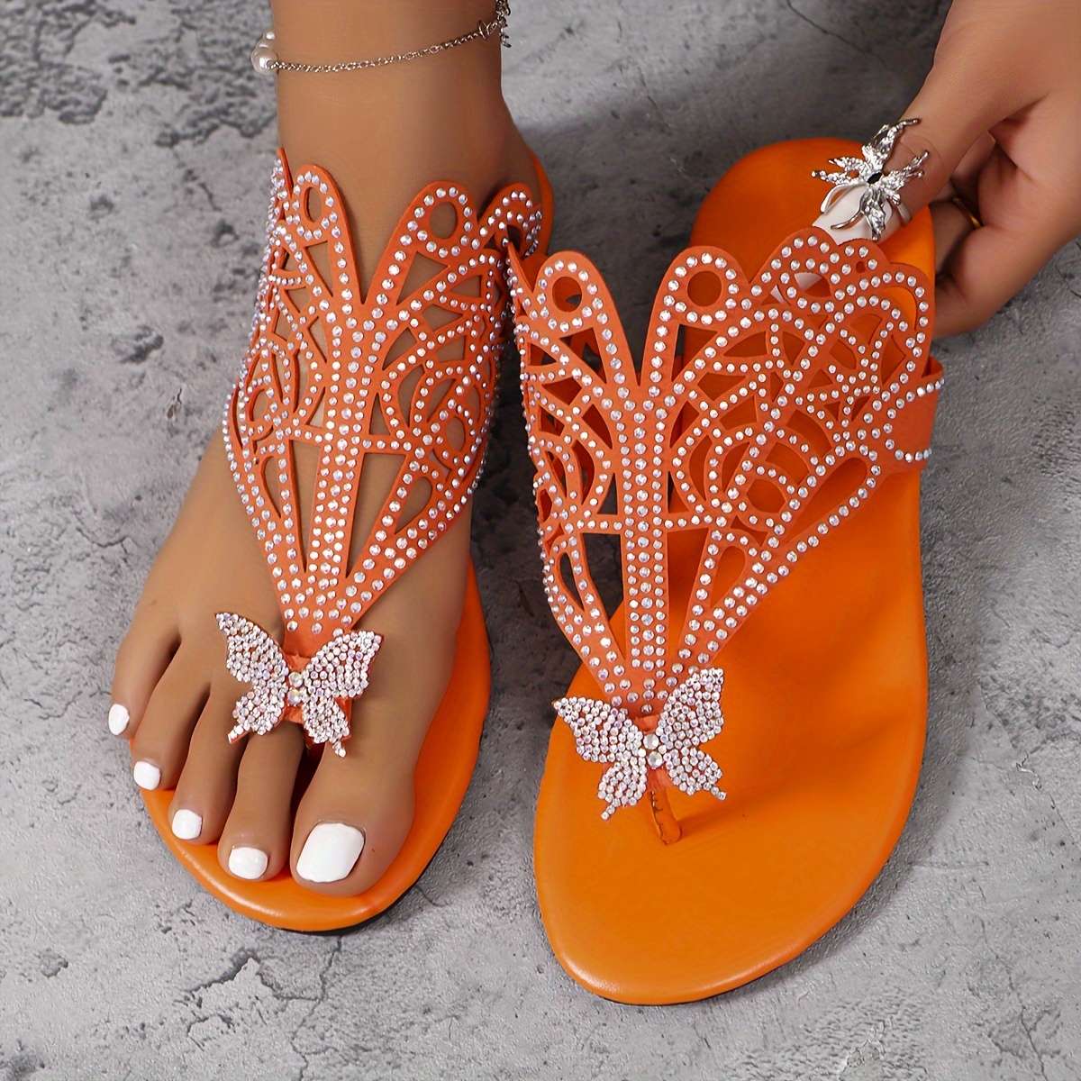 Ladies Summer Flip Flops Red Uk 7.5
