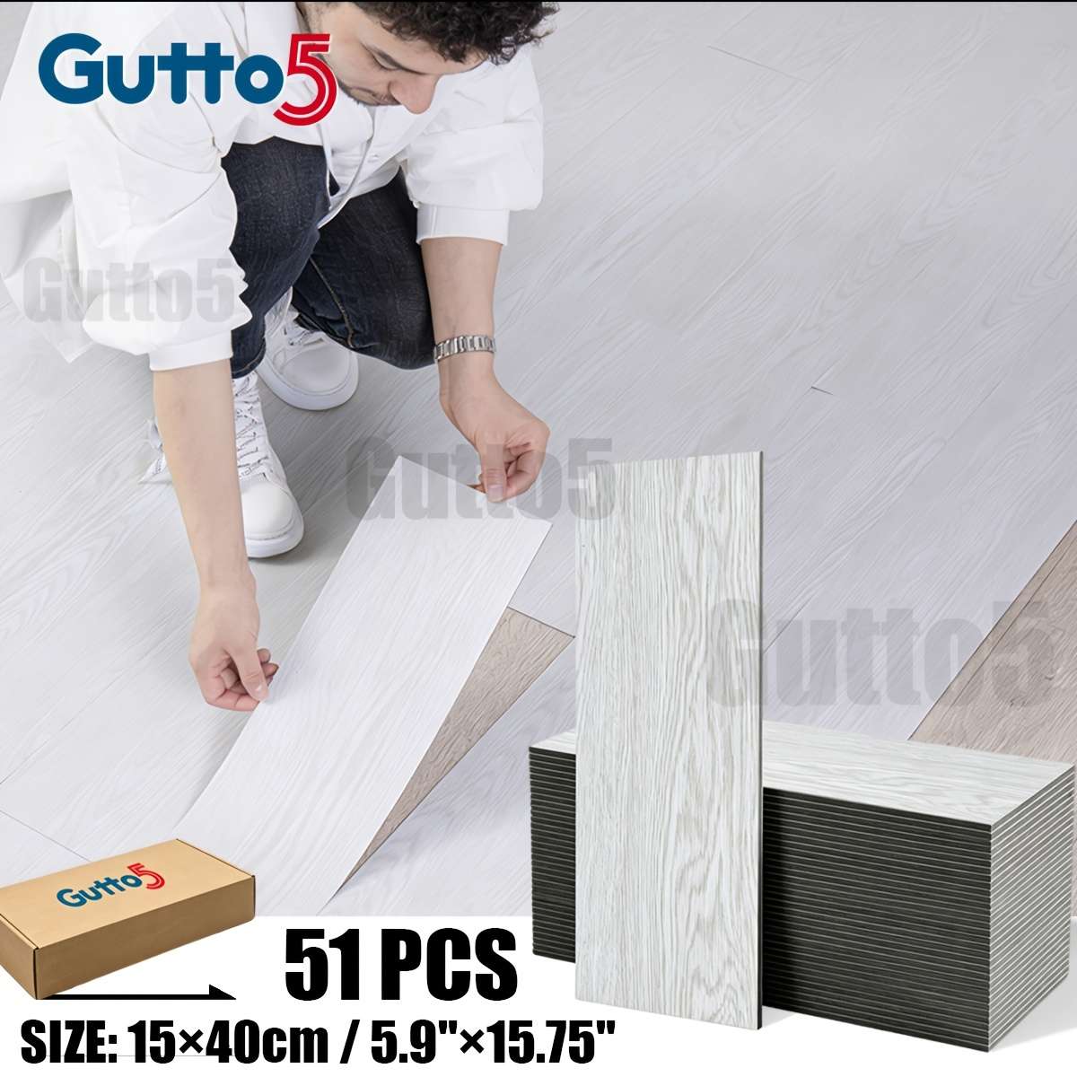 Self Adhesive Floor Stickers Rustic Oak 51 Pcs