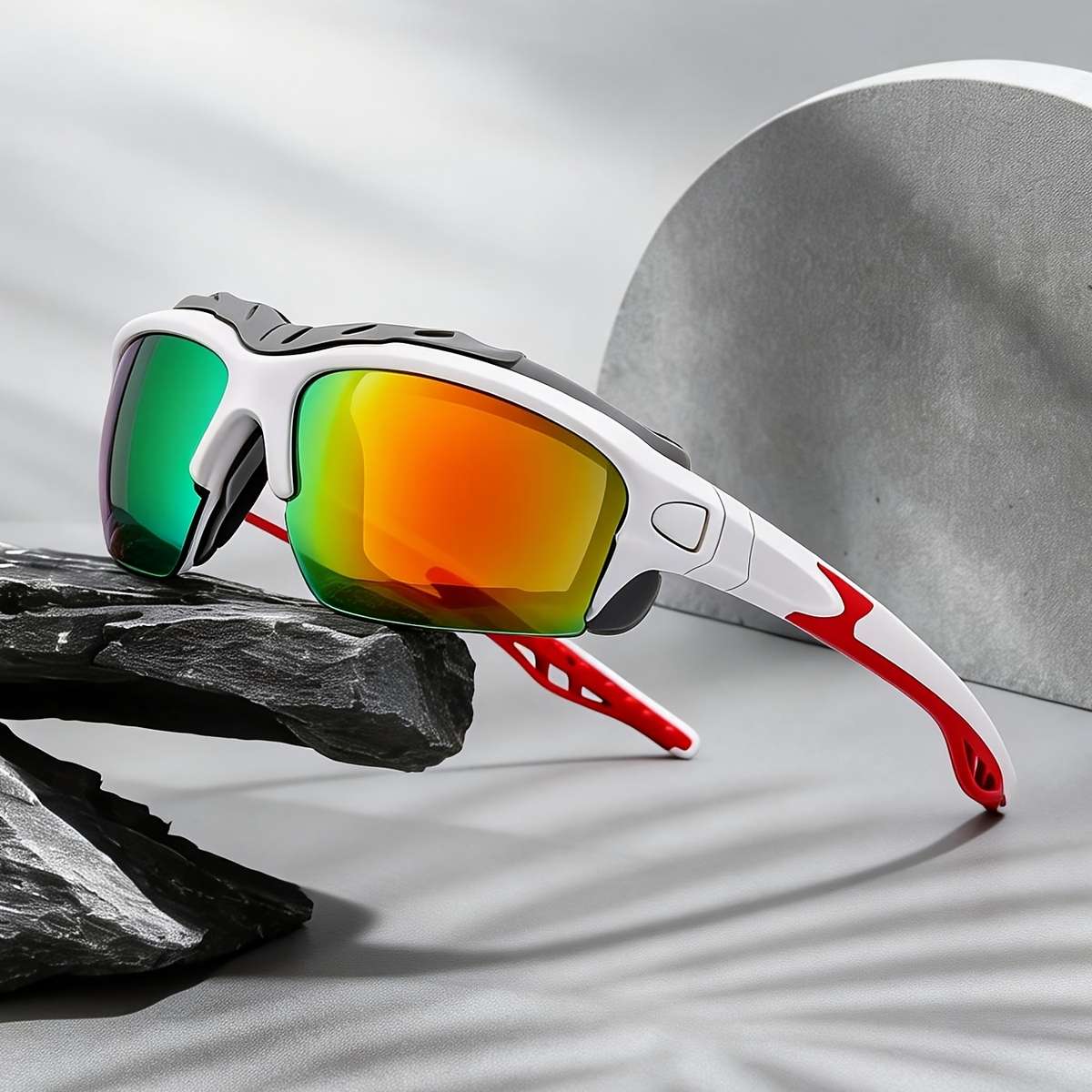 Cycling Glasses Color White Red Frame Orange Film