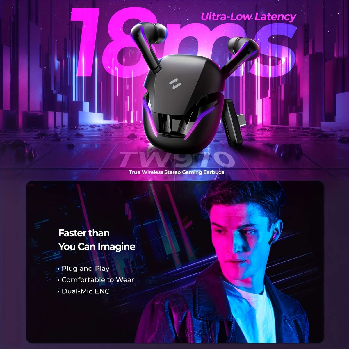 Rechargeable Wireless Earbuds Headphones Headset