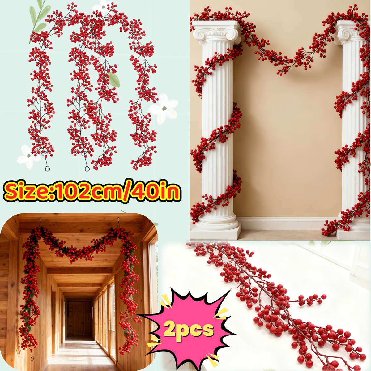 Simulated Floral Pattern 2 Pieces 40 Inches