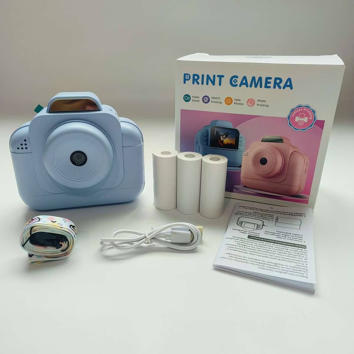Printer Color Blue 3 Rolls Of Printer Paper Items No Tf Card