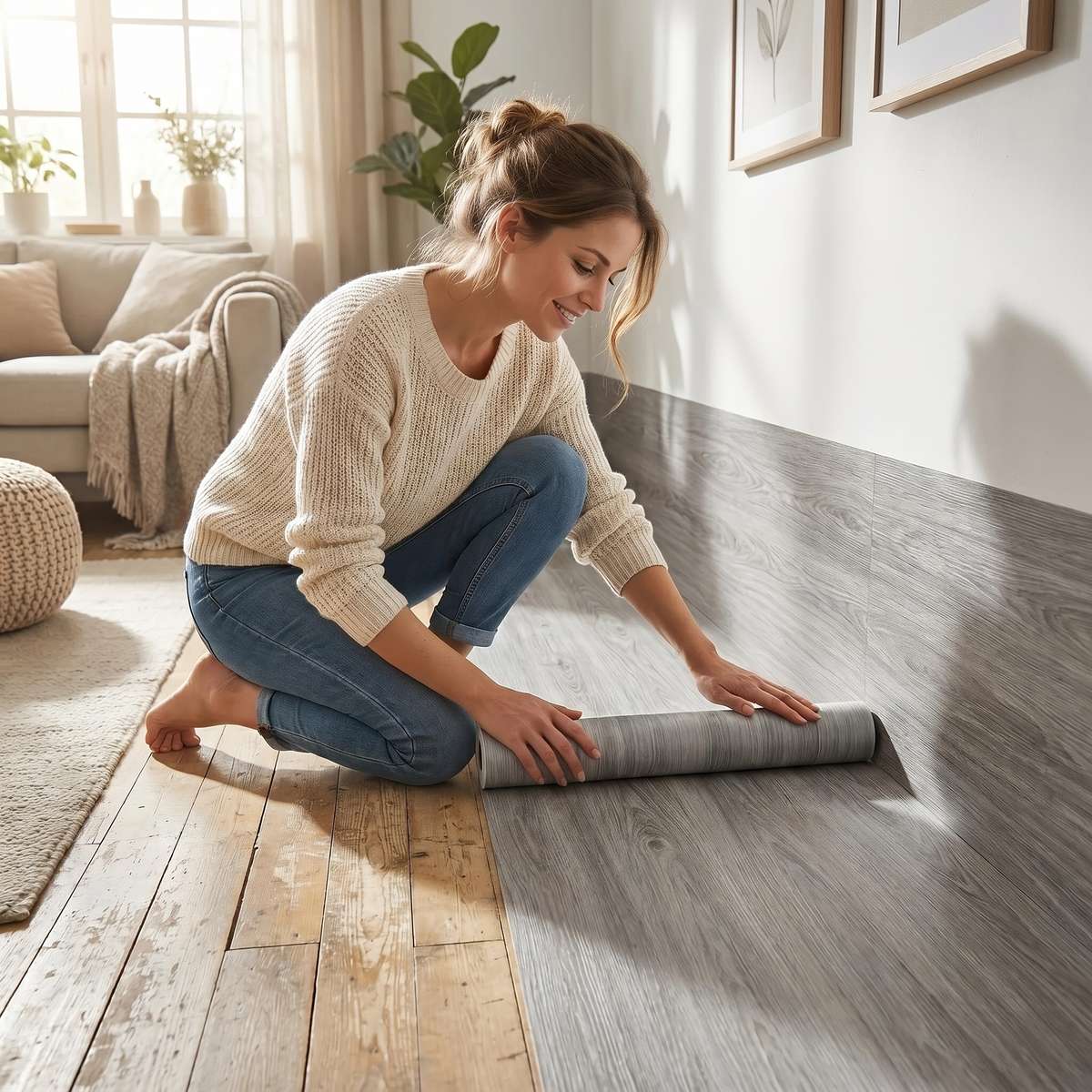 Self Adhesive Floor Stickers Medium Gray Oak 3Roll