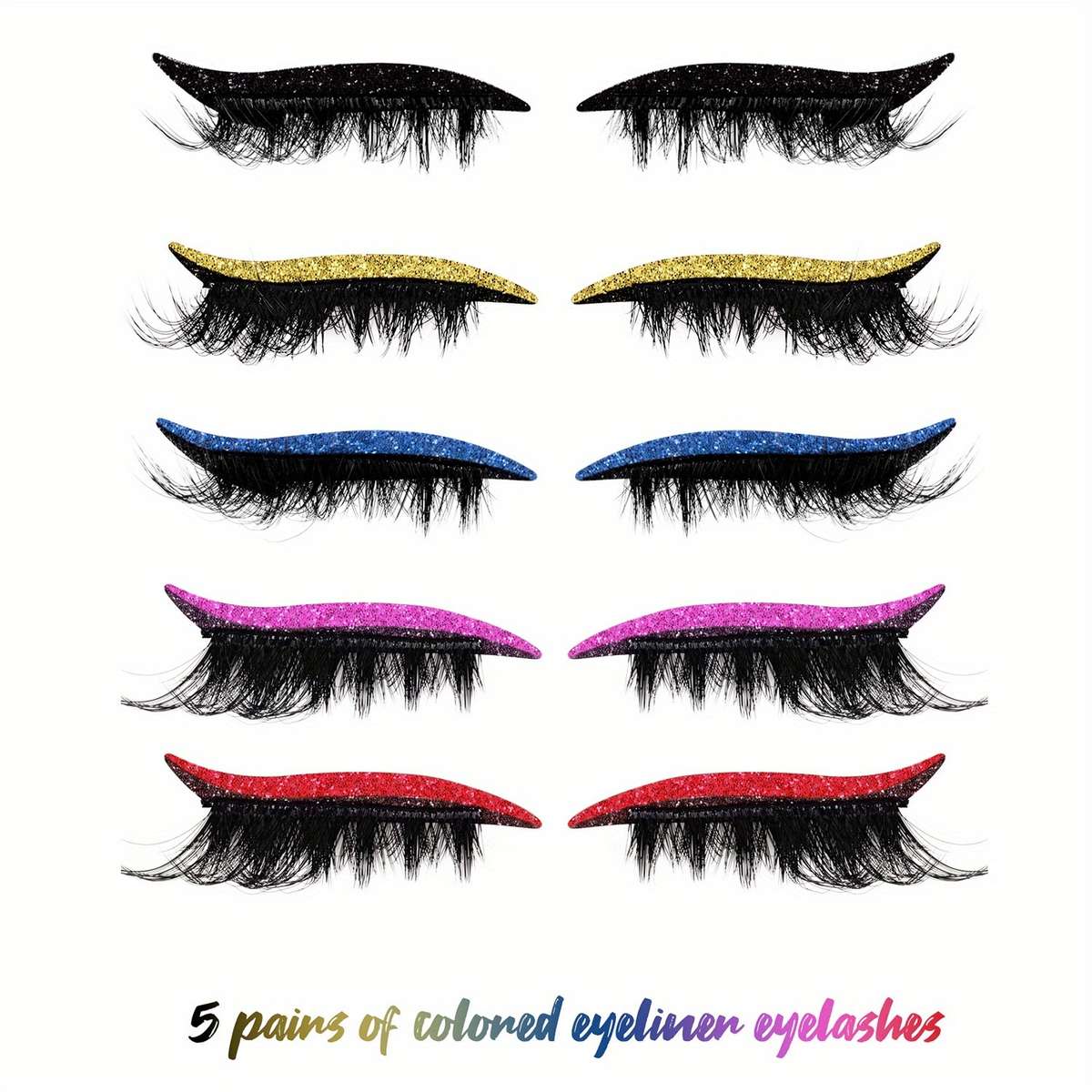 5 Pairs Volume Cluster Lashes Color 1 Pair Of Each The 5 Colors