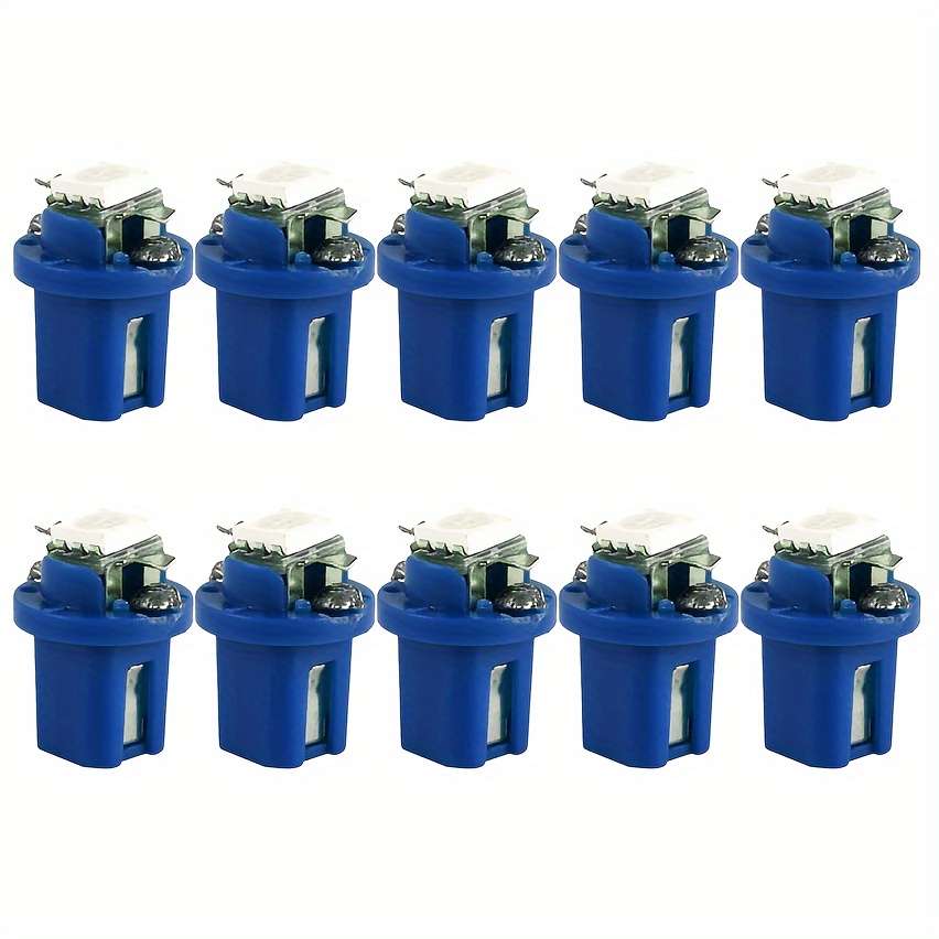 10pcs Blue LED Car Dashboard Lights 12V T5 5050 Easy Install Low Power Consumption &