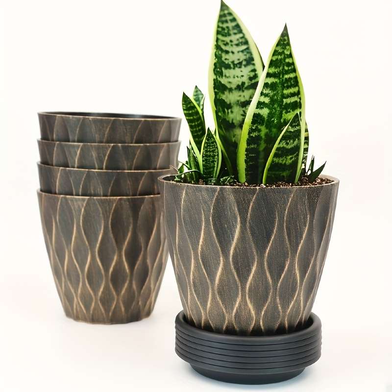 Flowerpot Quantity Black Golden5Pcs