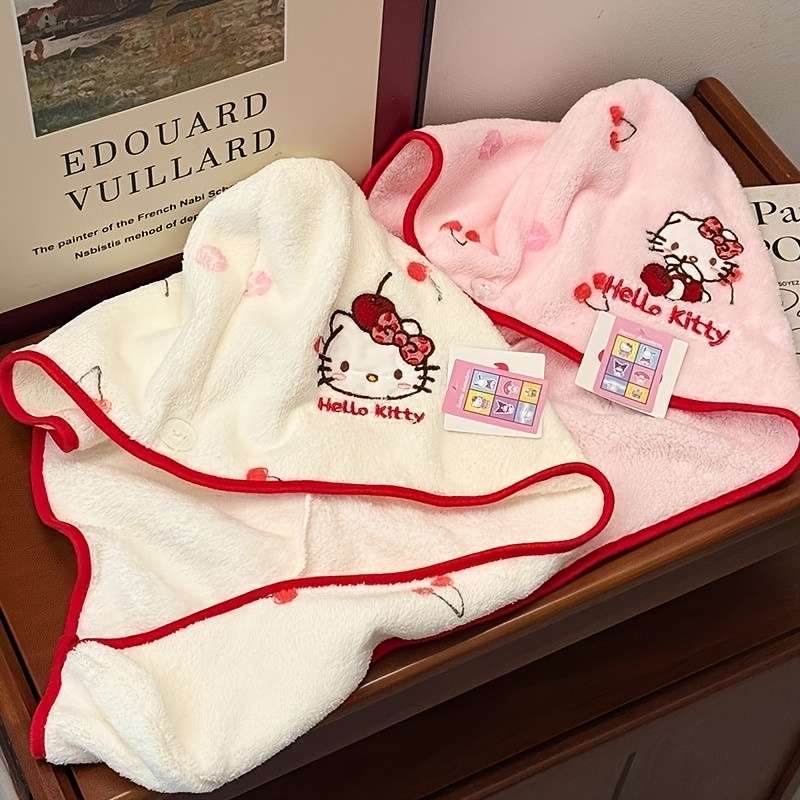 Hair Turban Cherry Kitty Dry Hair CapWhite