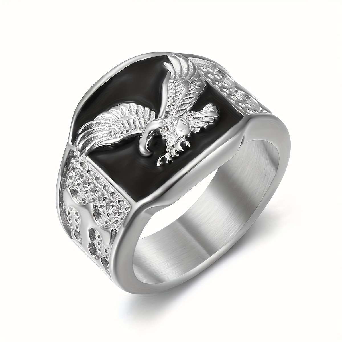 Artistic Eagle Boho Style Stackable Ring Color Golden Blue Red Size 7