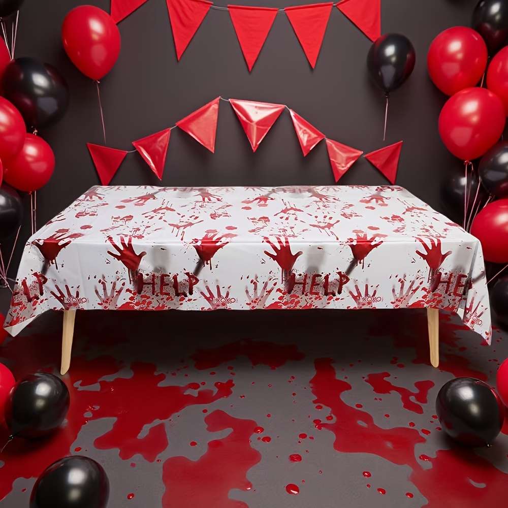 Halloween tablecloth decoration color 1pc x Blood Handprint Tablecloth 183cm