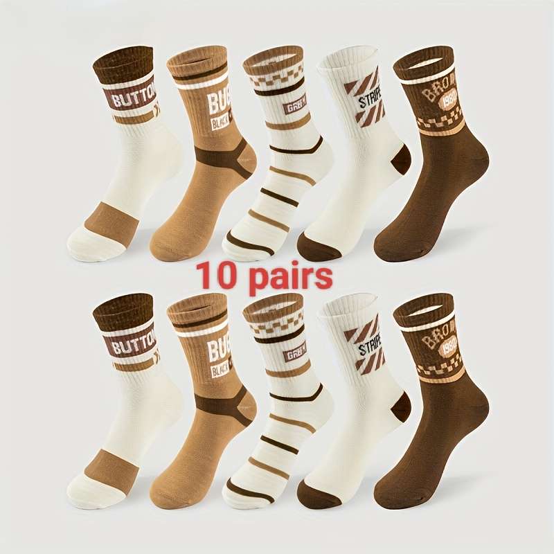 10 Pairs Random Mixed Colors One Size High Elastic Socks