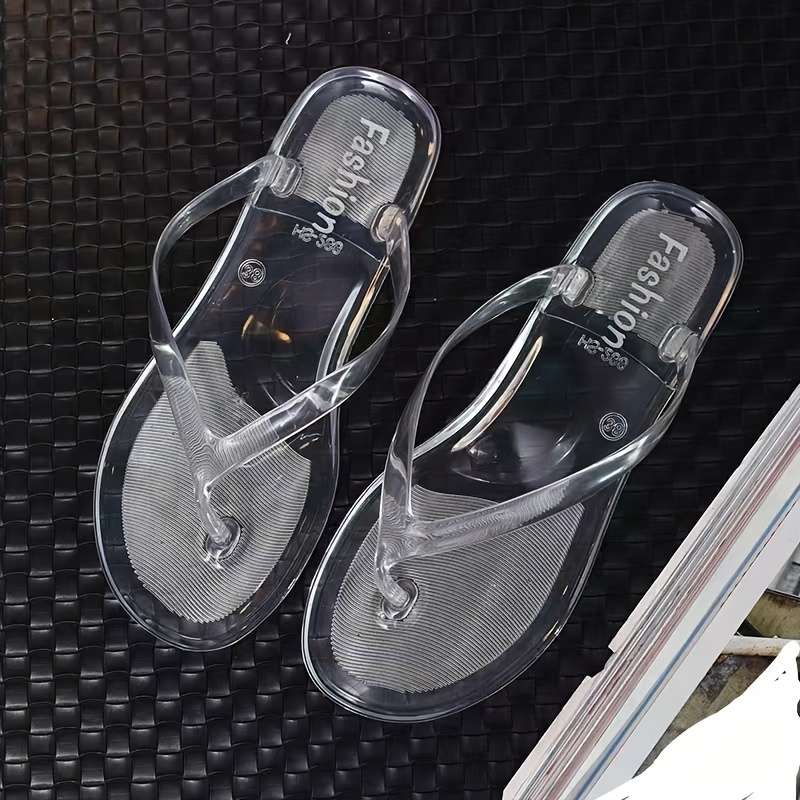 Ladies Summer Flip Flops Transparent Red Uk 6
