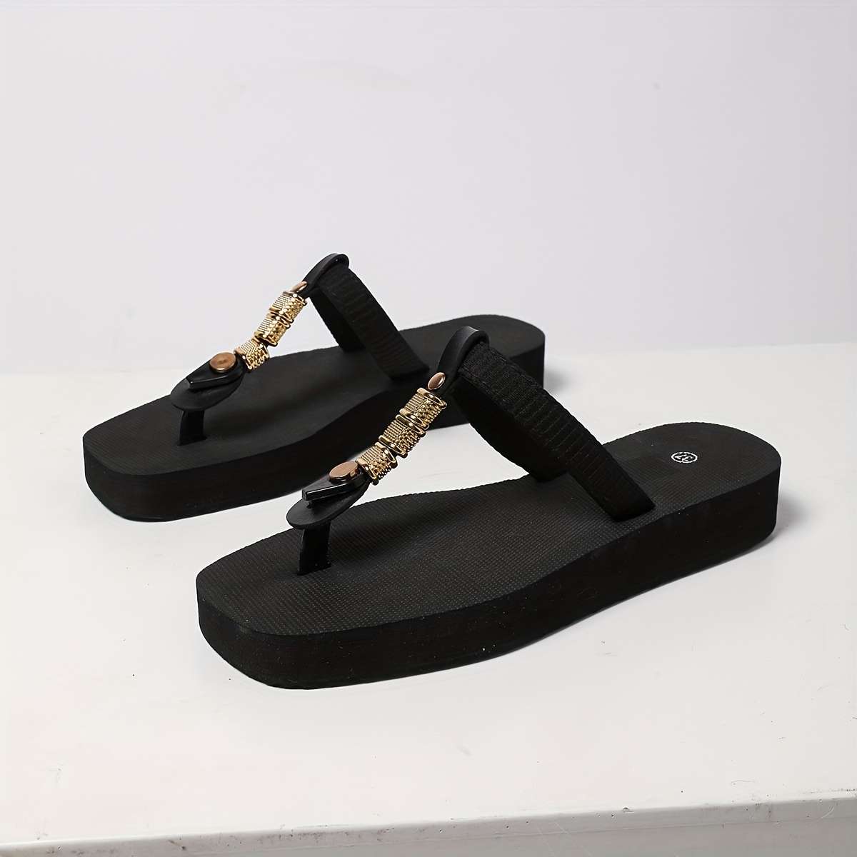 Ladies Summer Flip Flops Black Uk 3