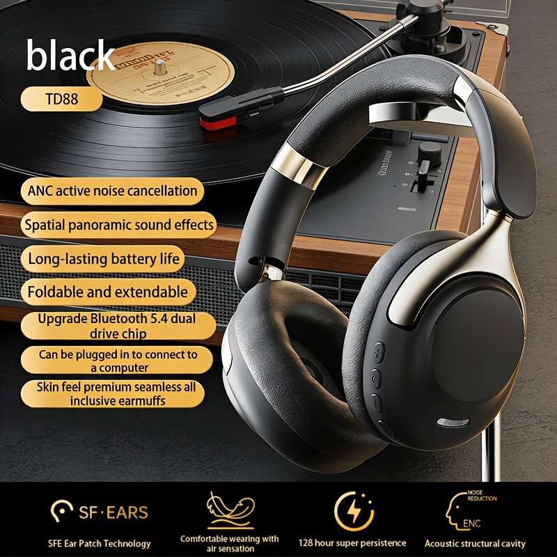 Headset Black With 2 Pcs Earmuffs