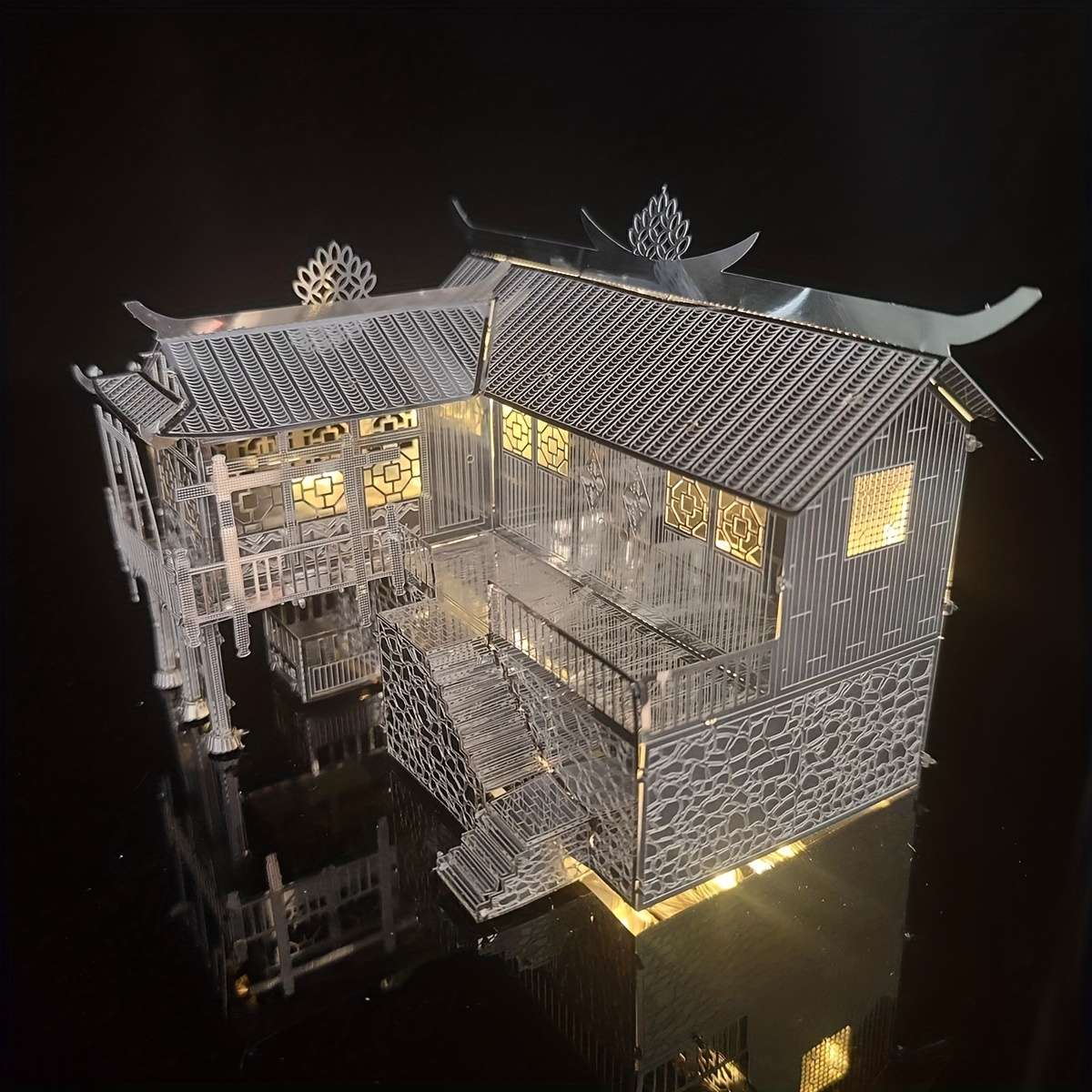 3D Building Model Puzzle Set Style Diaojiaolou