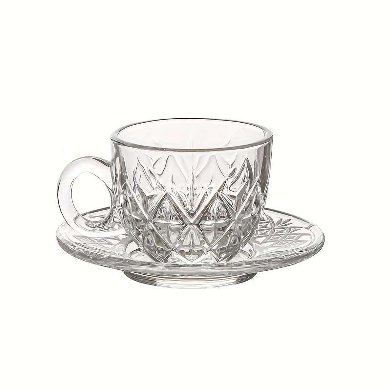 Water Cup Color Diamond Pattern 6 Cups 6 Plates