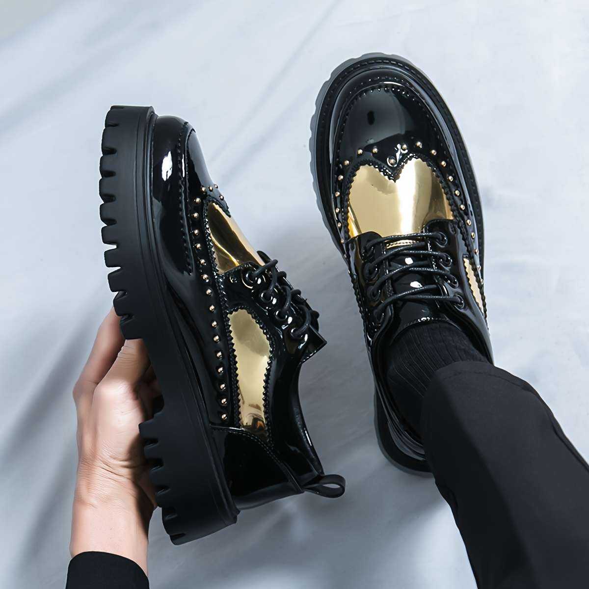 Mens Leather Shoes Color Black Sizeuk 8