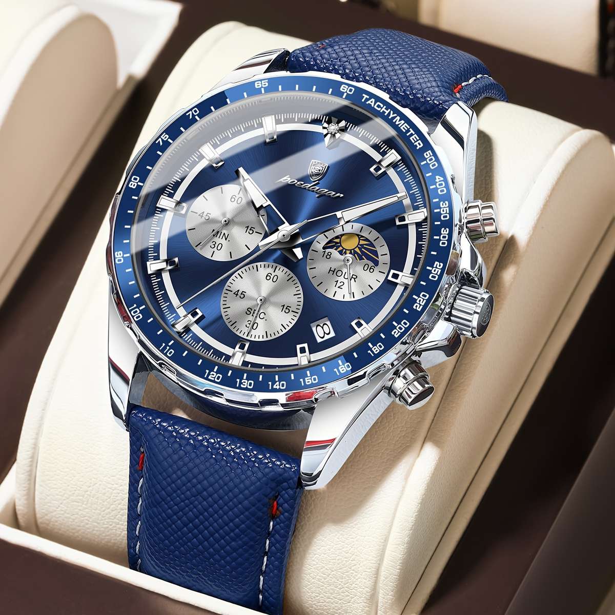 Luxury Leather Waterproof Men Watch Casual Style 3Atm Water Resistance