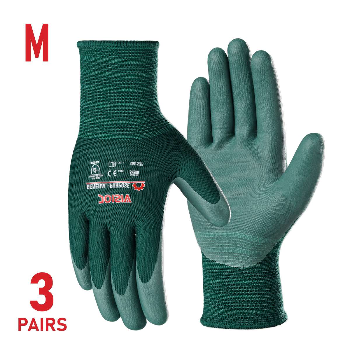 Work Gloves Color Green Quantity3 Pairsm