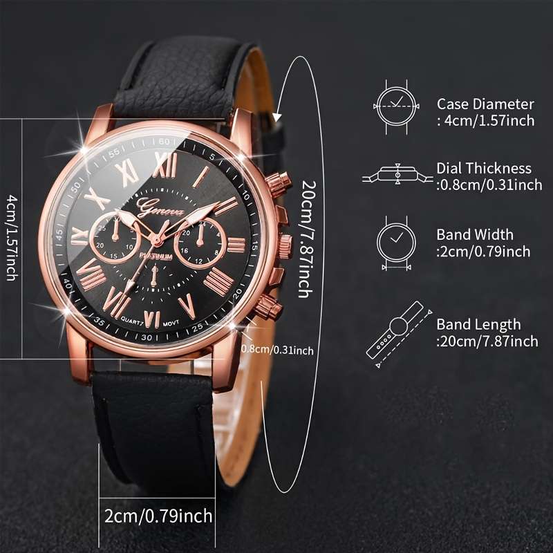 10Pcs Quartz Wrist Watch Set Round Case Fashionable For Men And