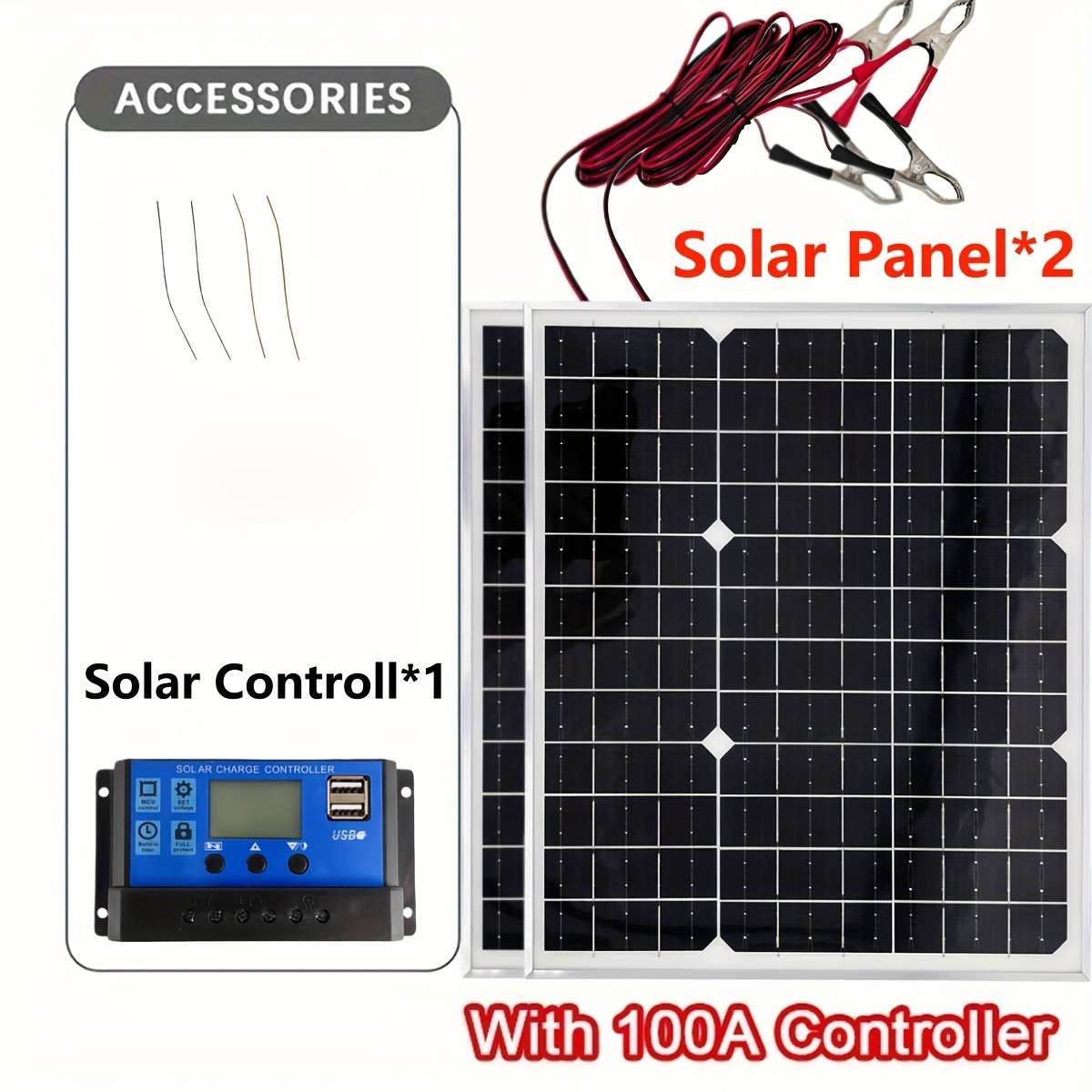 Solar Panel 2Pcs Solar Panel Add 100Acontrol