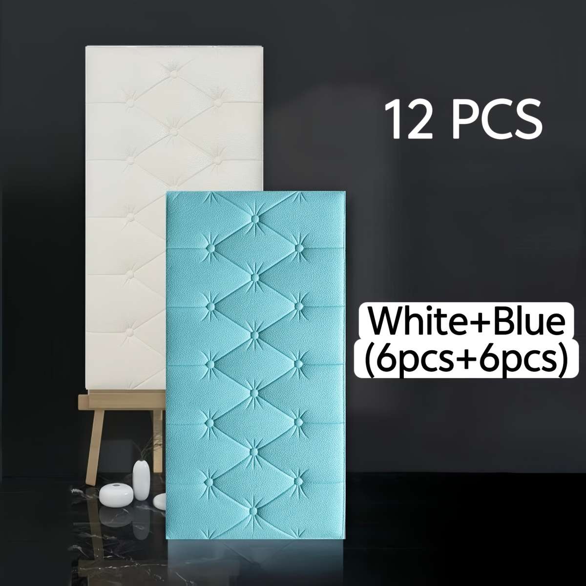 Durable Static Cling Table Wrap 323 color White  ADD blue Storage 12 pieces   6 pieces  ADD 6 pieces