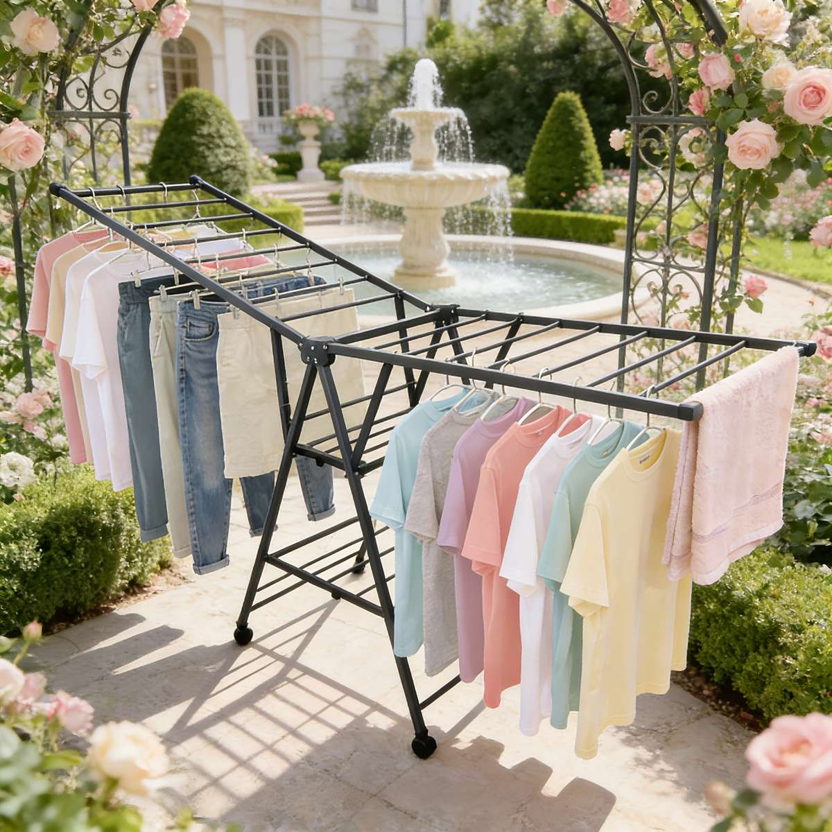 Clothes Rack Gray 1.8M Threelayer