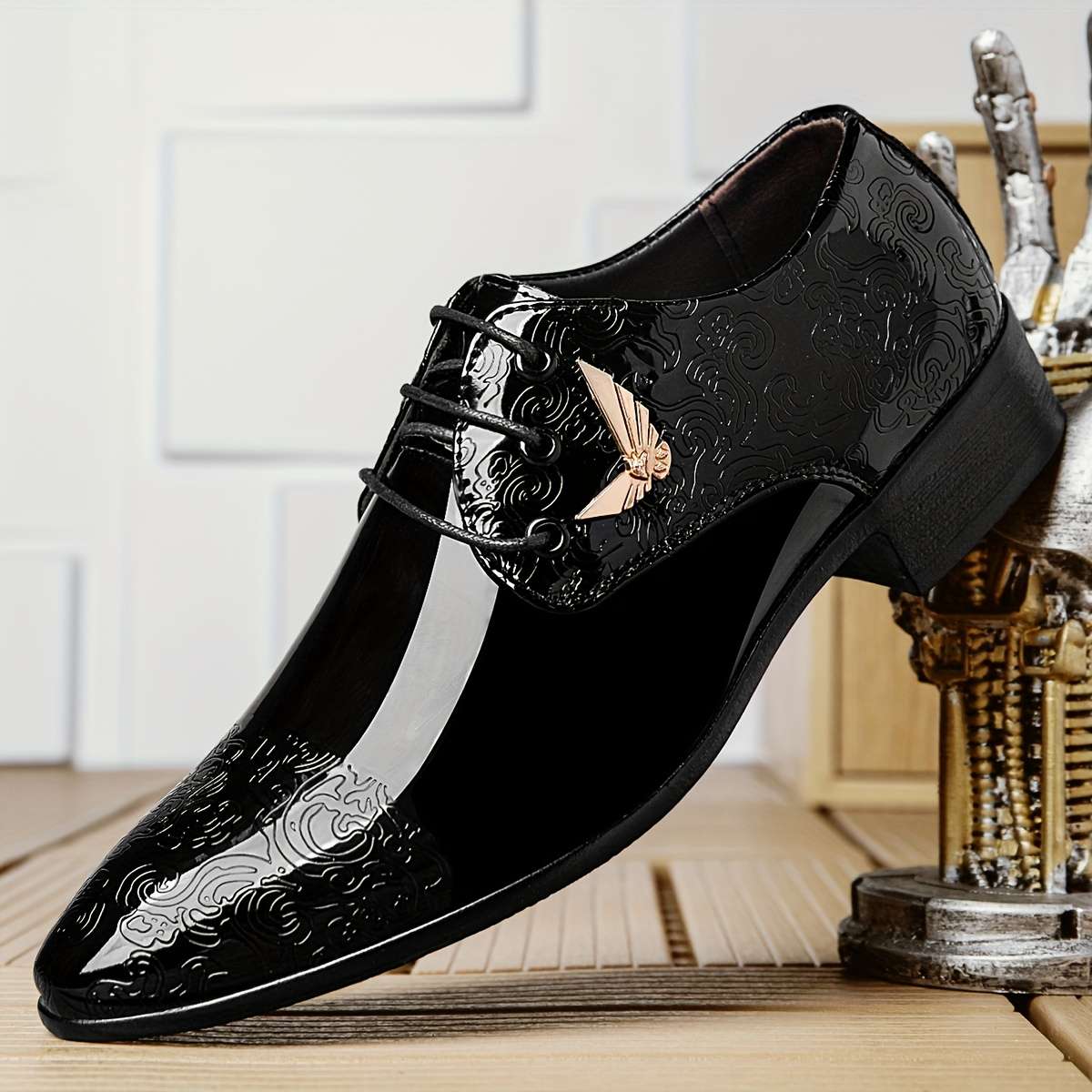 Mens Leather Shoes Color Black Sizeuk 7