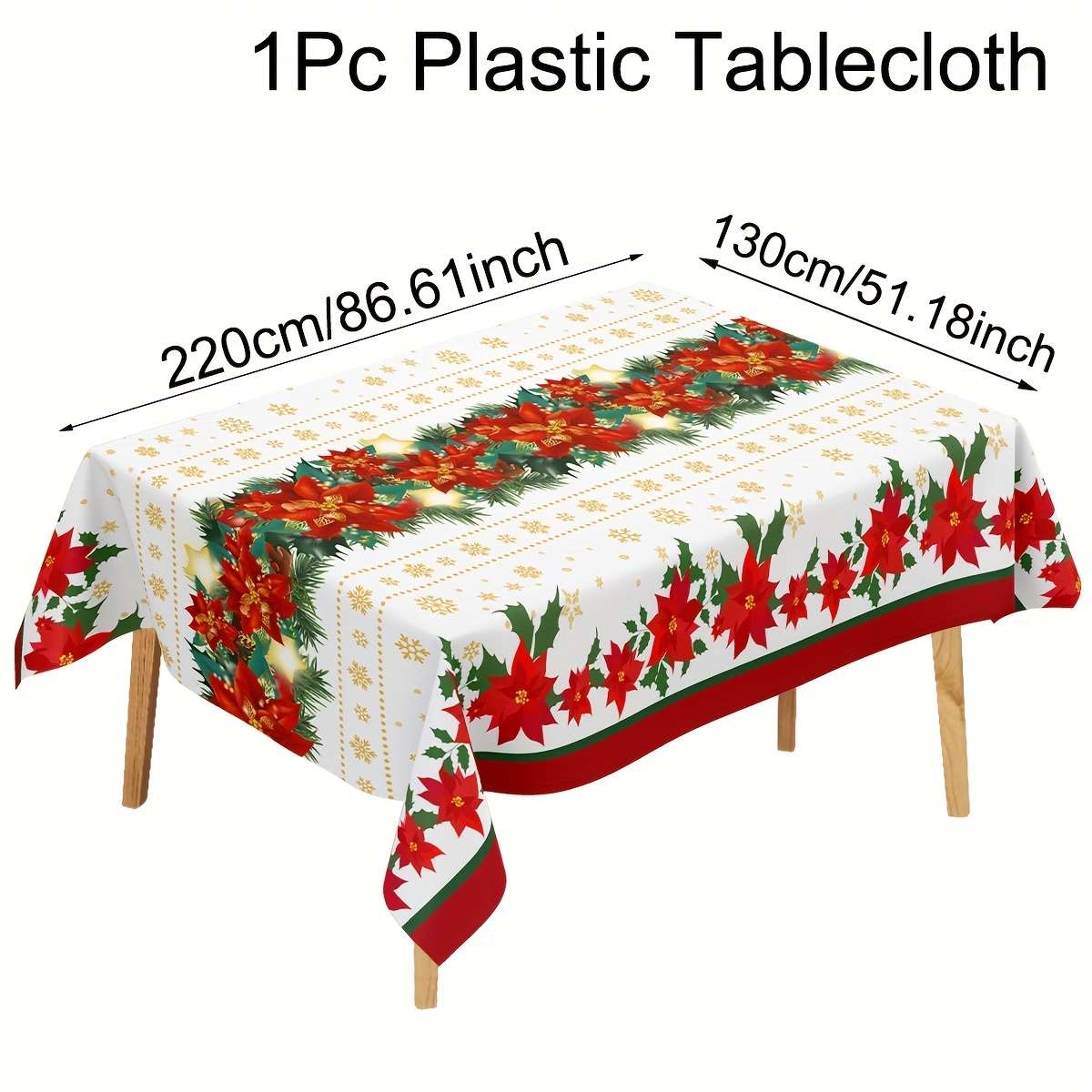 Christmas Tablecloth Size 130X220Cm Or 4.26Ftx7.21Ft