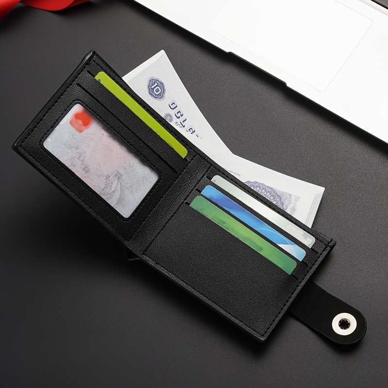 Sleek Faux Leather Boys' Wallet With Magnetic Snap Closure Stylish Brown Billfold
