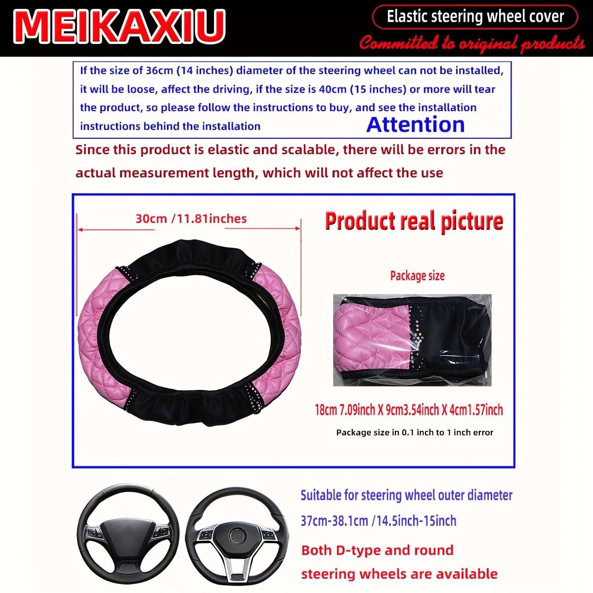 Car Steering Wheel Cover Black