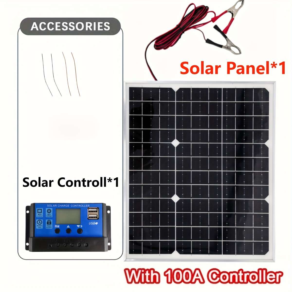 Solar Panel 2Pcs Solar Panel Add 100Acontrol