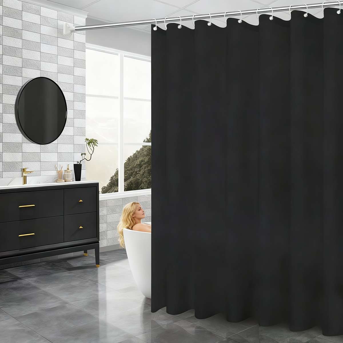 Waterproof Shower Curtain Color White