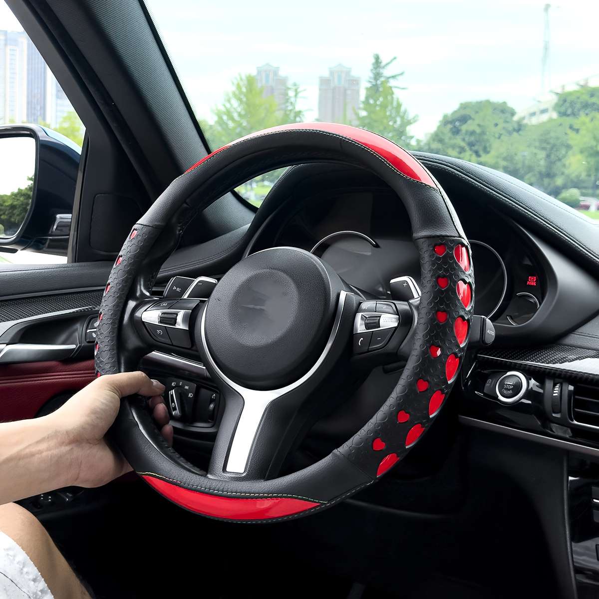 Car Steering Wheel Cover Black & Blue