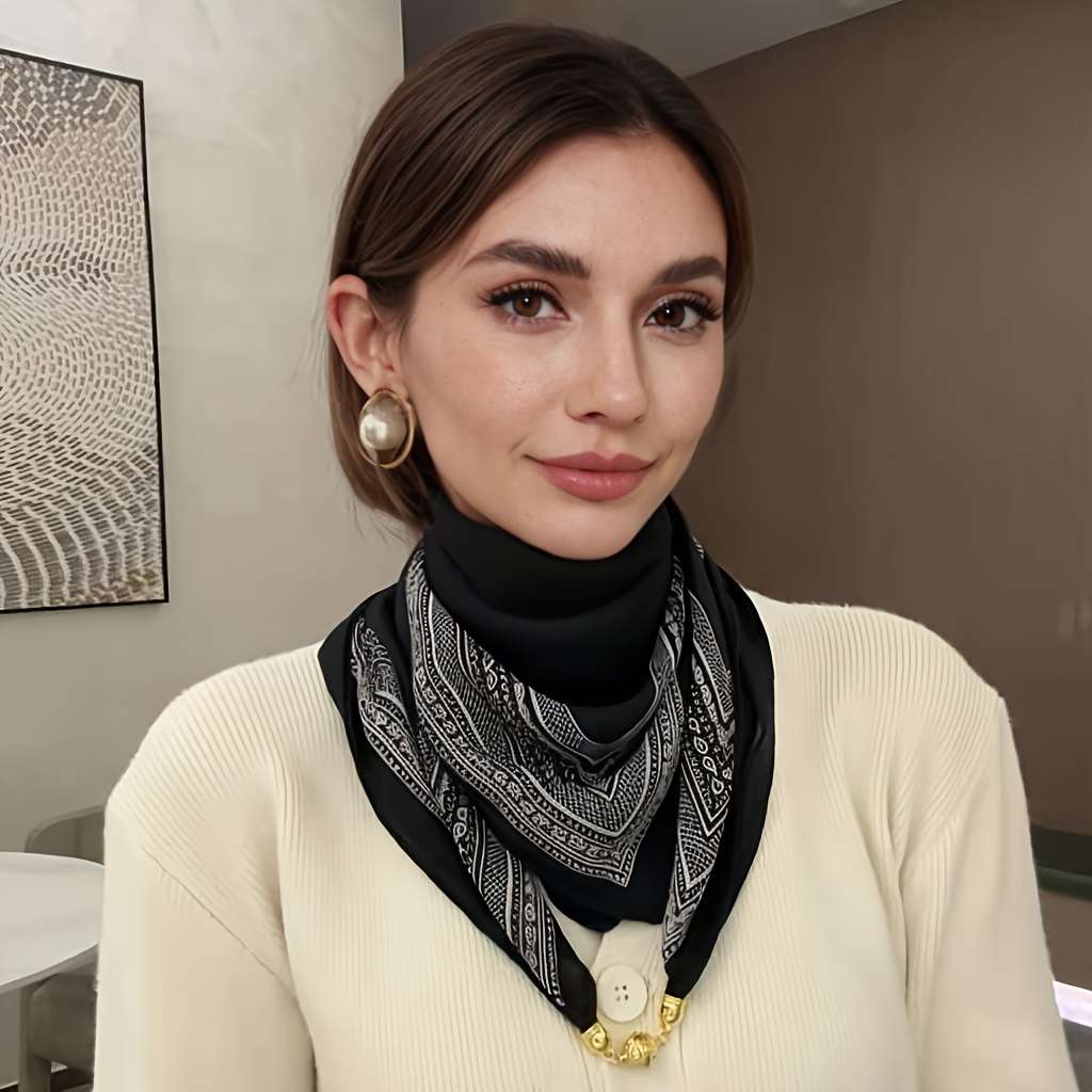 Exquisite Ergonomic Classic Elegant Square Scarf With Cashew Pattern Featuring