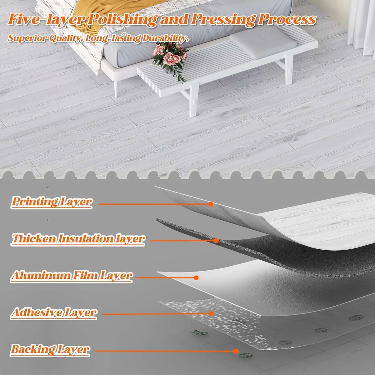 Self Adhesive Floor Stickers Medium Cool Gray 5Roll