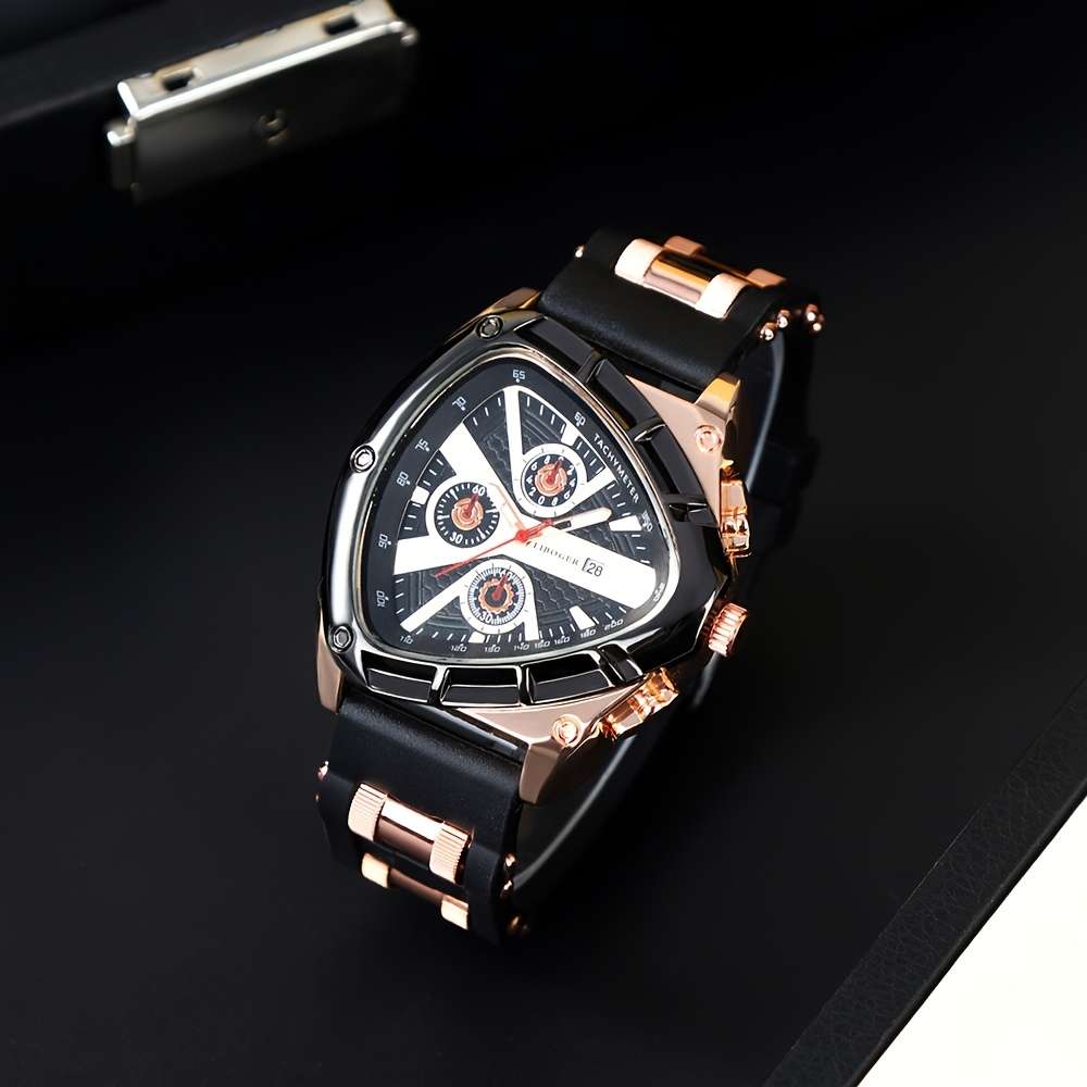3Pcs Set Men Quartz Watches With Silicone Strap Date Display Classic