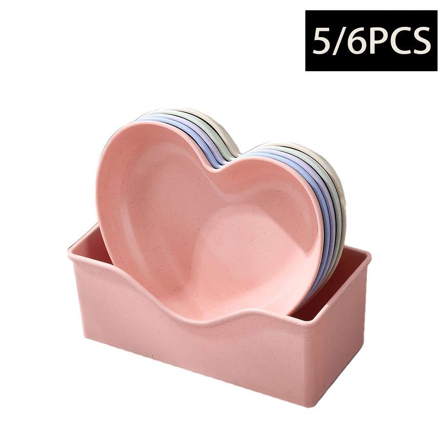 Bowl Color 6Pcsheart Bone Spitting Dish  Base  Pink