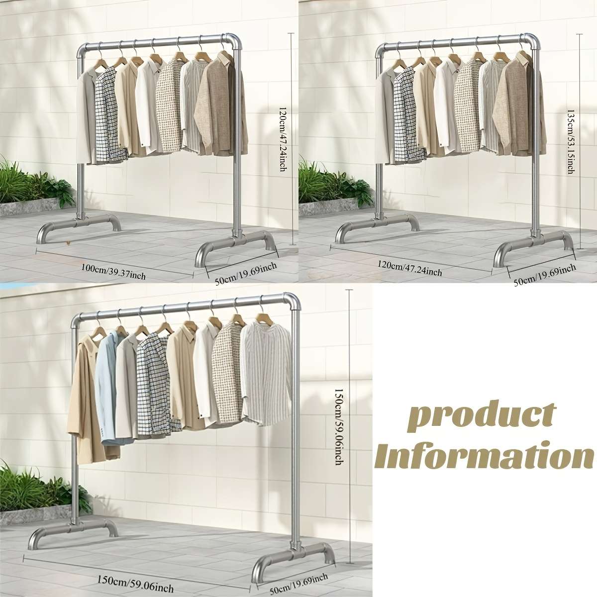 Clothes Rack Metal Coat Hanger Size 1 Meter In Length And 1.2 Meters In Height