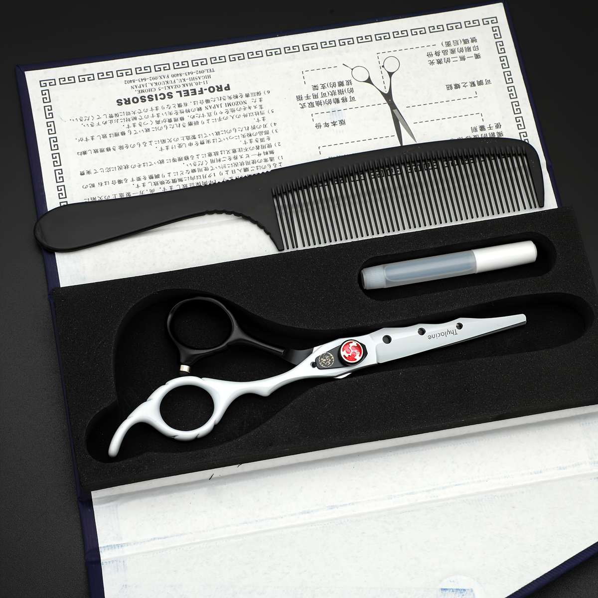 Hairdressing Scissors Style Genuine Thglacineh Black And Blue Dual Tone Straight Scissors