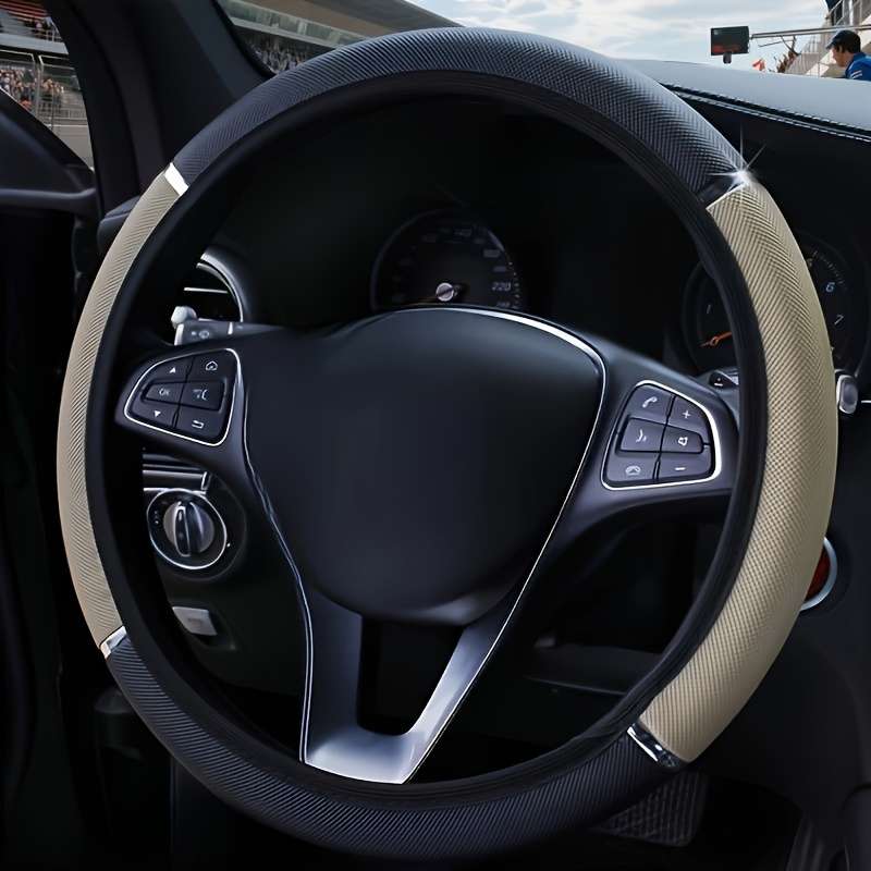 Car Steering Wheel Cover Black+Grey