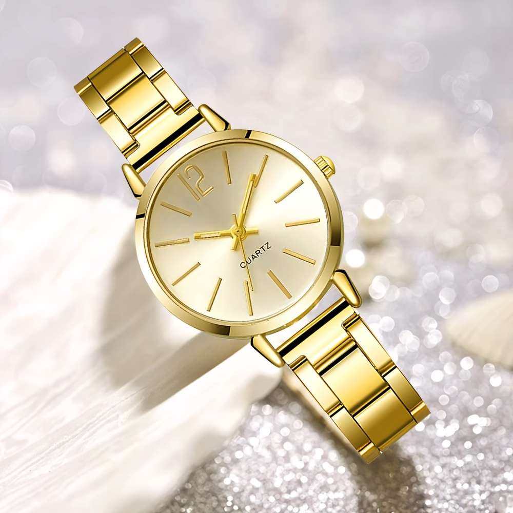 4Pcs Advanced Able Silvery Watch Or Women Able Quartz Silvery Bracelet