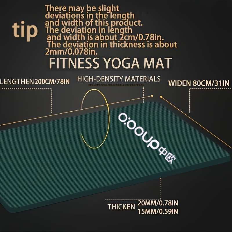 Yoga Mat Dark Night Green Size 185Cm 60Cm 1Cm