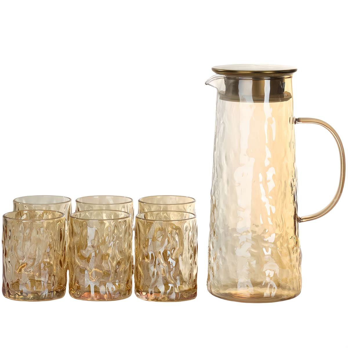 Water Cup Color Amber Quantity7 Pcs  1 Jug   6 Cups