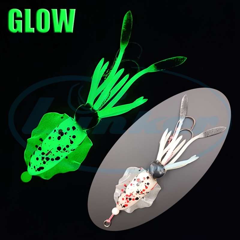 1pc Glow-In-The-Dark Squid Soft Bait for Deep Sea Boat Fishing with Hooks